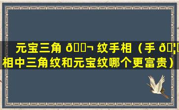 元宝三角 🐬 纹手相（手 🦍 相中三角纹和元宝纹哪个更富贵）